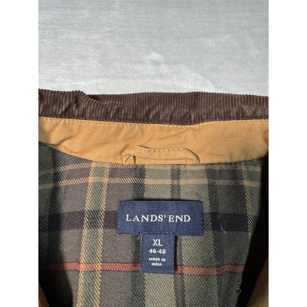 Vtg Lands End Barn Jacket Chore Coat XL (46-48) Camel Tan Patch Pockets - Picture 3 of 9